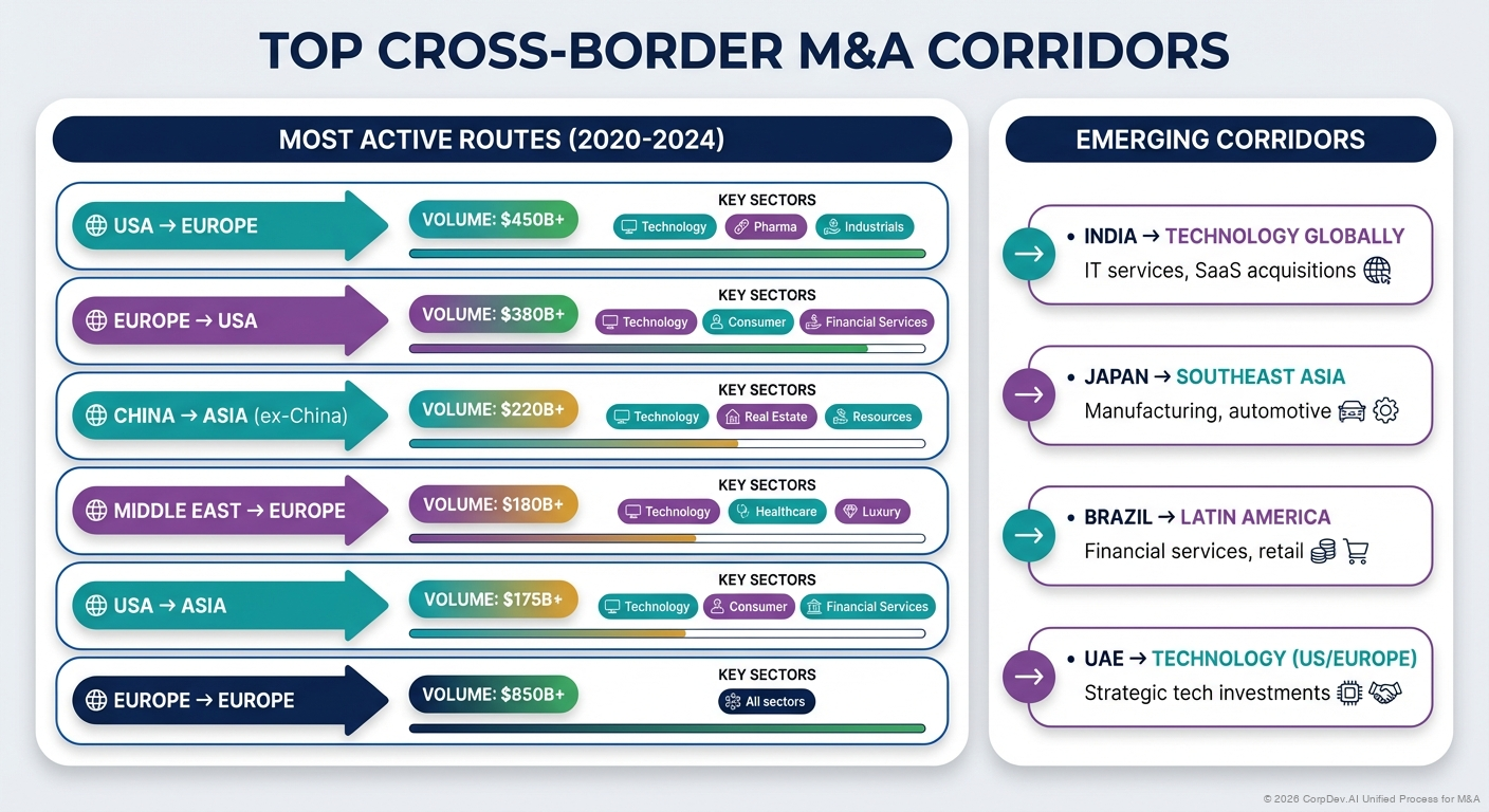 Top Cross-Border M&A Corridors - Visual Overview
