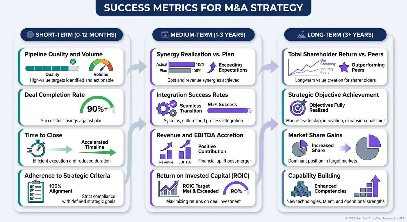 Success Metrics for M&A Strategy - Visual Overview