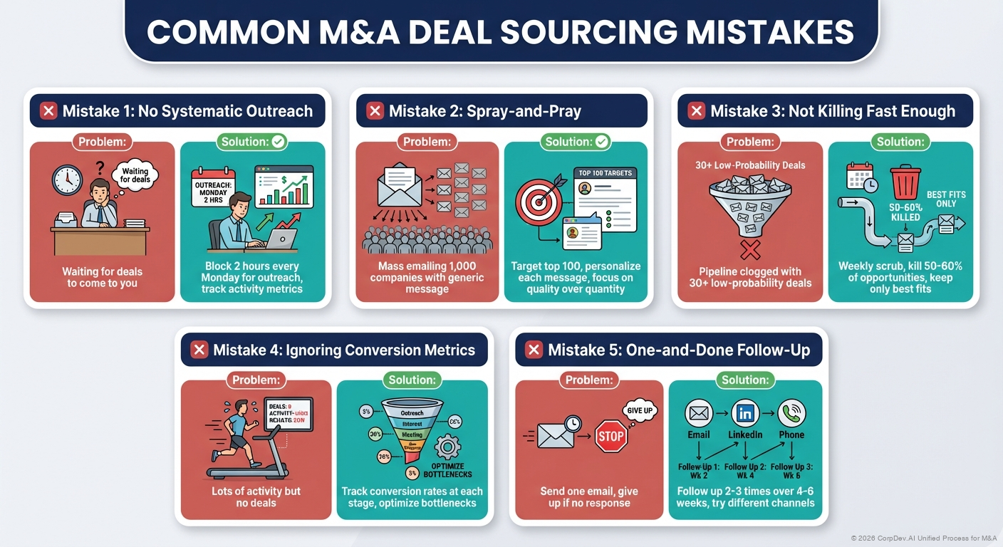 Common M&A Deal Sourcing Mistakes - Visual Overview